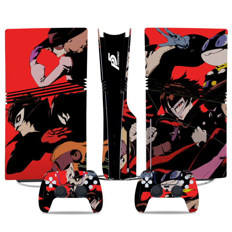 Custom Persona 5 PS5 Pro Skin Sticker – Vibrant Console And Controller Design For Gaming Fan