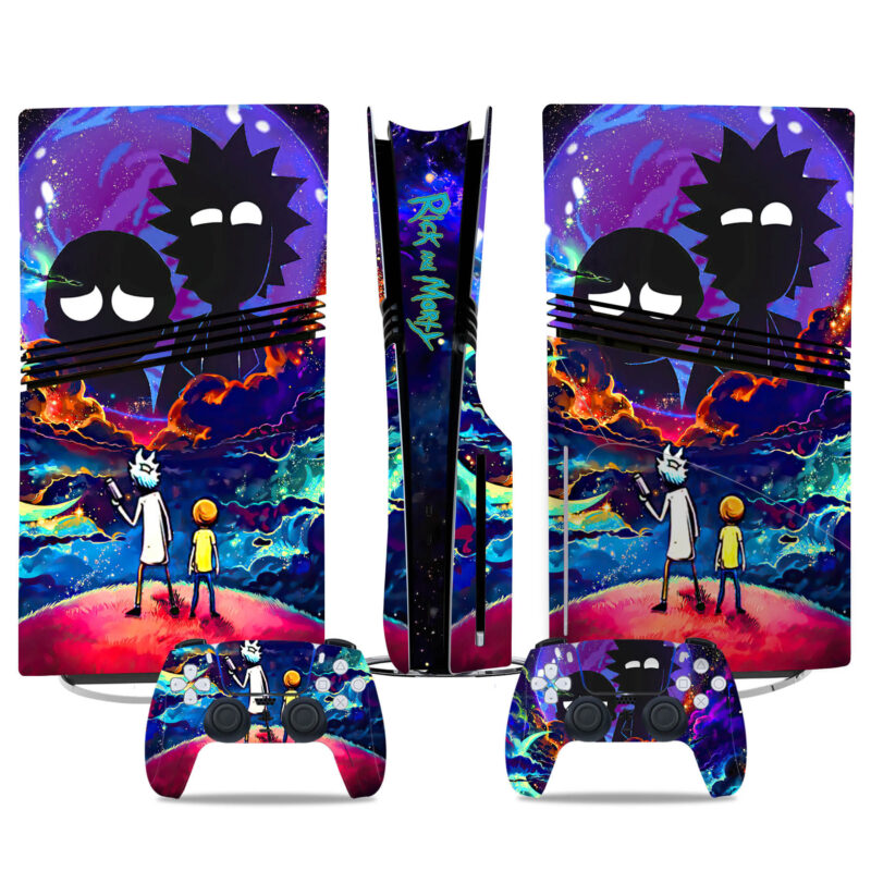 Custom Rick And Morty PS5 Pro Skin Sticker – Vibrant Gaming Console & Controller Wrap Design