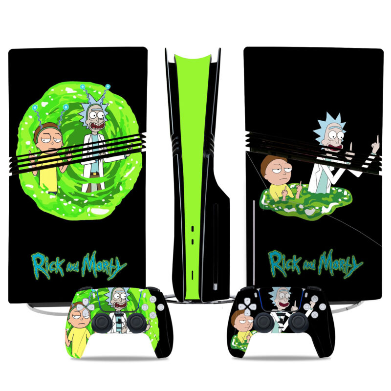 Rick And Morty PS5 Pro Skin Sticker – Unique Console & Controller Wrap With Vibrant Green Portal Design