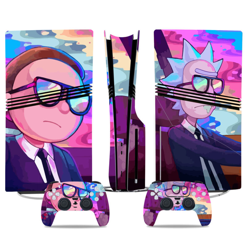 Custom Rick And Morty PS5 Pro Skin – Vibrant Design Protective Console And Controller Sticker For Gamers