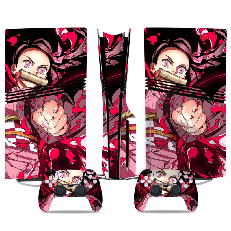 Custom Demon Slayer PS5 Skin Sticker – Nezuko Anime Design For Console And Controller Protection And Stylish Gaming Look