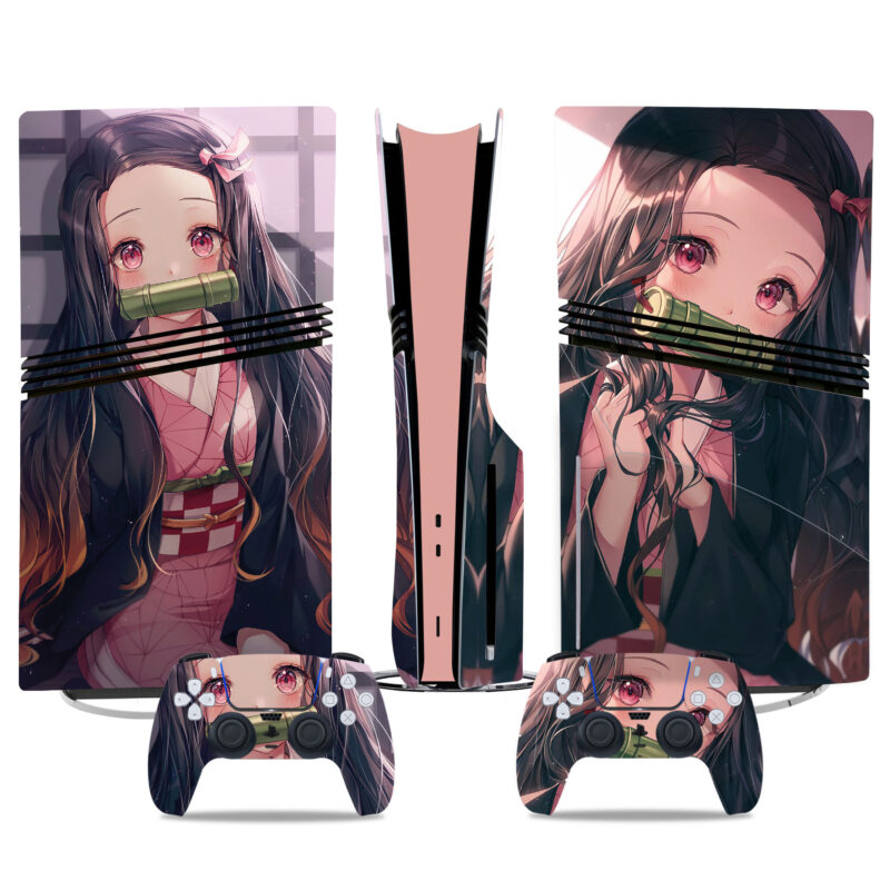 Nezuko Kamado PS5 Skin Sticker – Premium Anime Design For PlayStation 5 Console And Controllers – Stylish Protection For Gamers