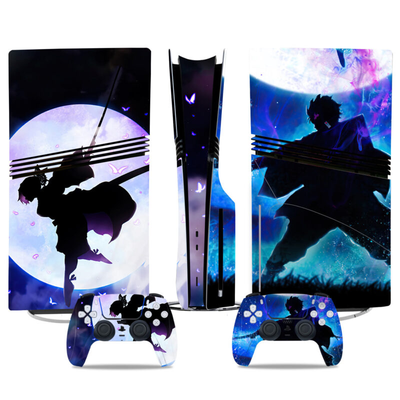 Blue Moon Samurai PS5 Skin Sticker – Stunning Anime Art Design For PlayStation 5 Console And Controllers – Unique Gaming Style