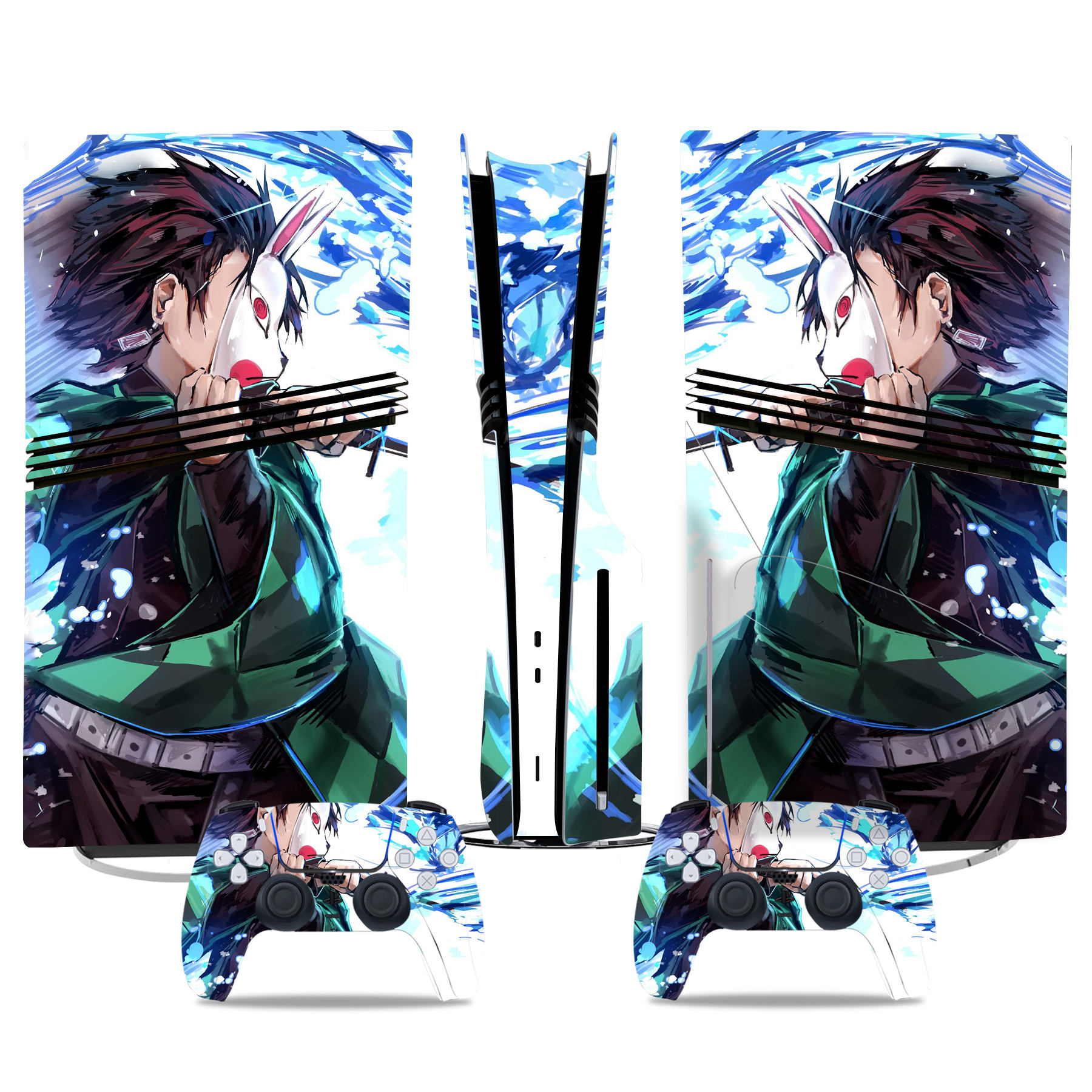 Custom PS5 Pro Skin Sticker With Anime Tanjiro Kamado Style Design For Console And Controller