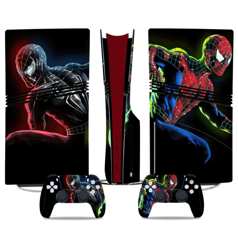 Black Suit vs. Classic Spider-Man PS5 Pro Skin Sticker – Dynamic Console & Controller Wrap