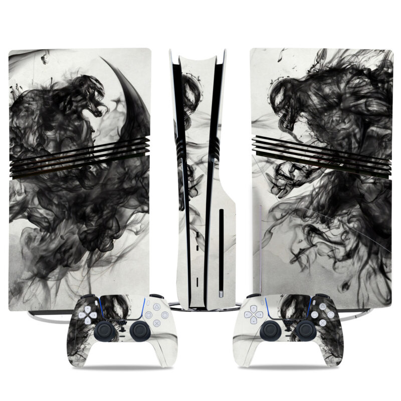 Venom PS5 Pro Skin Sticker – Striking Smoke Art Design For Console & Controllers