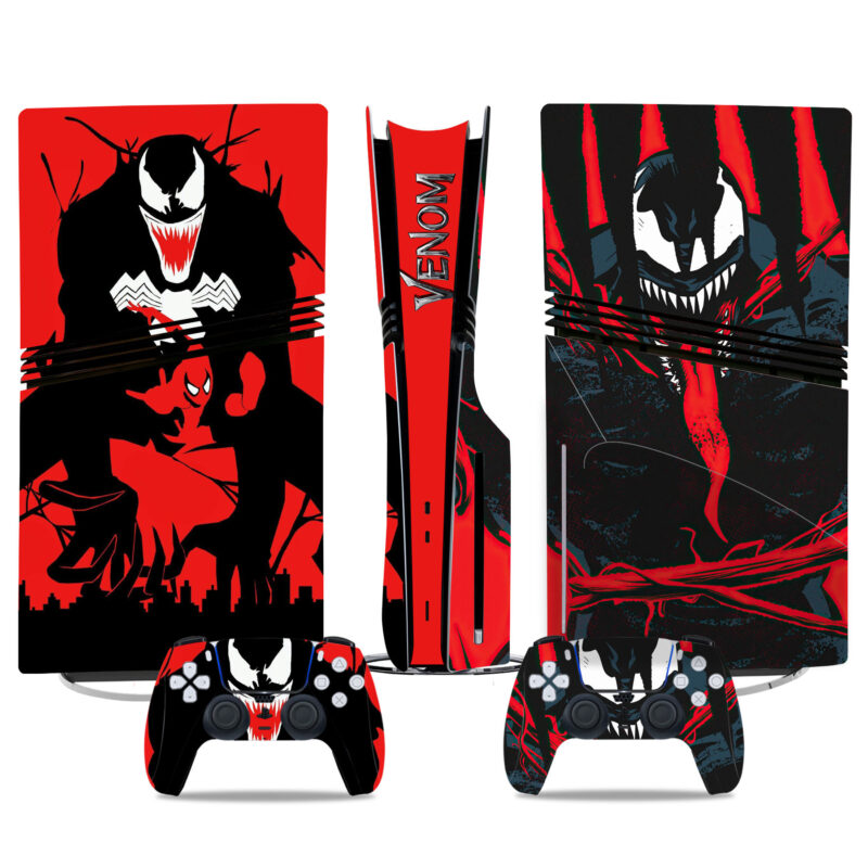 Venom PS5 Pro Skin Sticker – Bold Red & Black Design For Console & Controllers