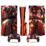 Stunning Orange Anime Girl PS5 Pro Skin Sticker– Unique Console And Controller Wrap