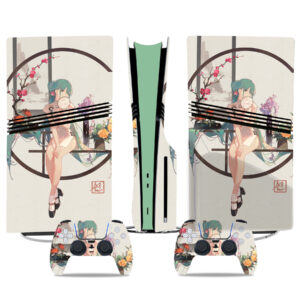 Elegant Anime Girl PS5 Pro Skin Sticker – Beautiful Designs For Console And Controllers
