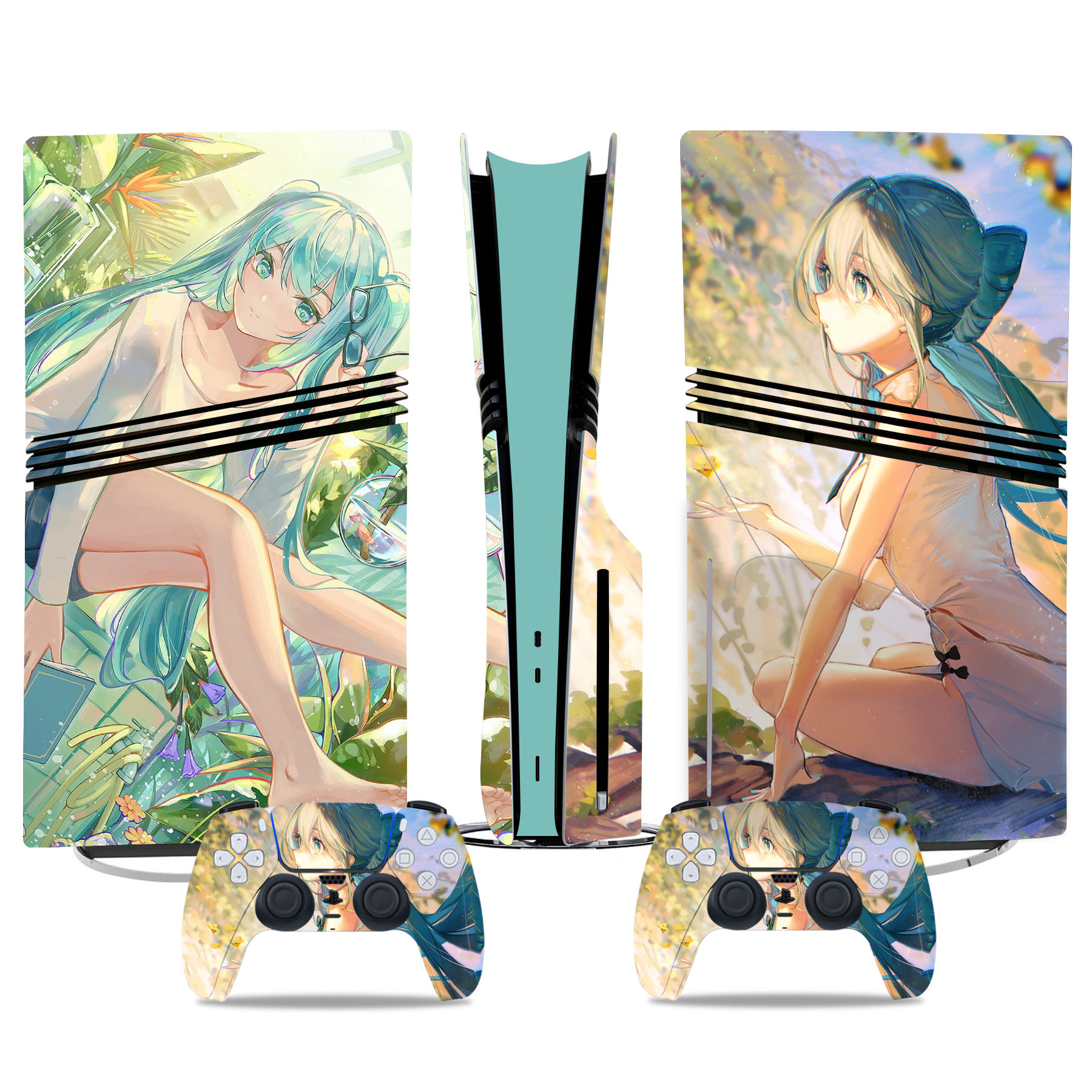 Stunning Anime Girl PS5 Pro Skin Sticker – Stylish Console & Controller Wrap