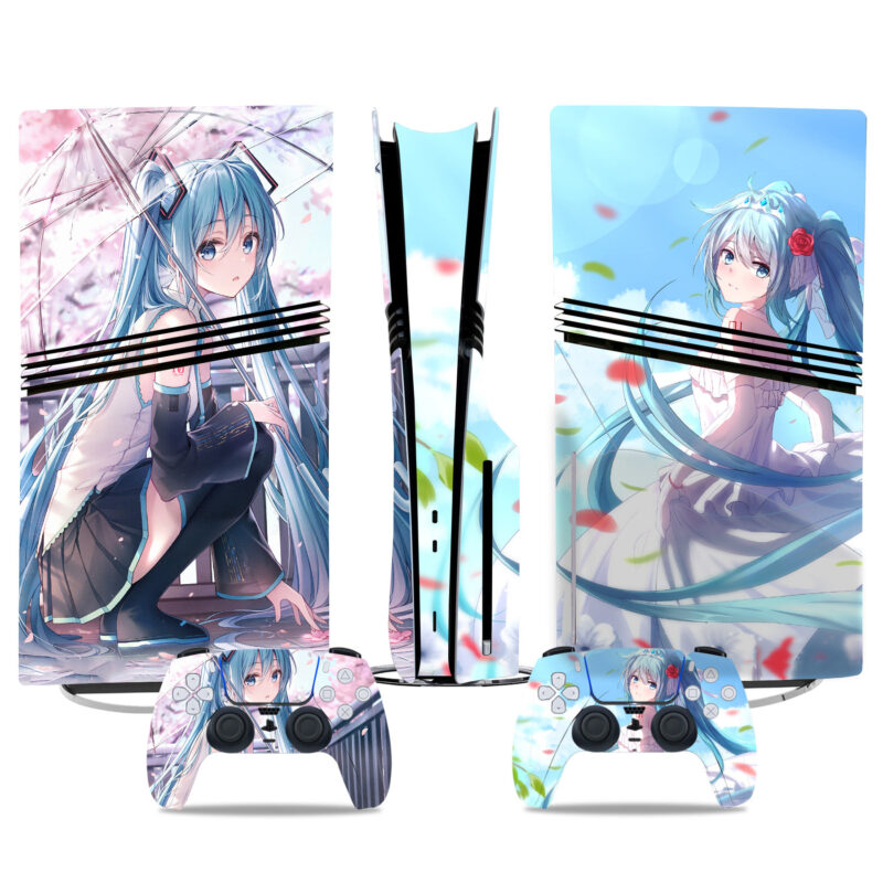 Hatsune Miku PS5 Pro Skin Sticker – Stunning Anime Design For Console & Controller