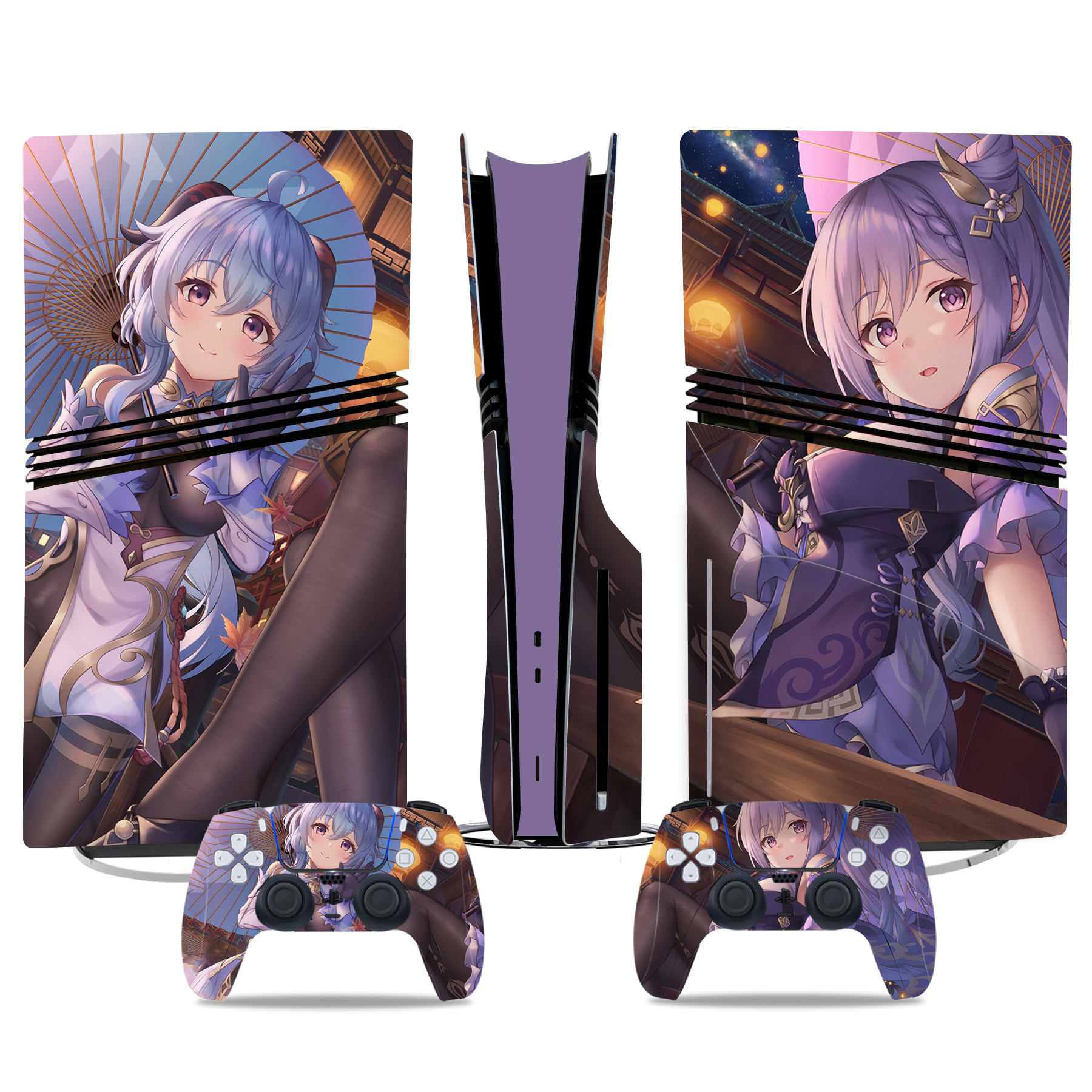 Stunning Genshin Impact Keqing And Ganyu PS5 Pro Skin Sticker – Custom Console & Controller Design