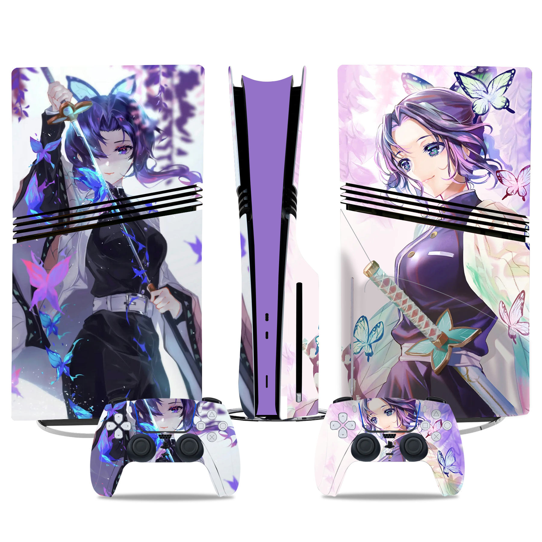 Stunning Demon Slayer Shinobu Kocho PS5 Pro Skin Sticker – Elegant Console & Controller Design