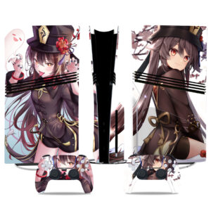 Elegant Genshin Impact Hu Tao PS5 Pro Skin Sticker – Stunning Console & Controller Design