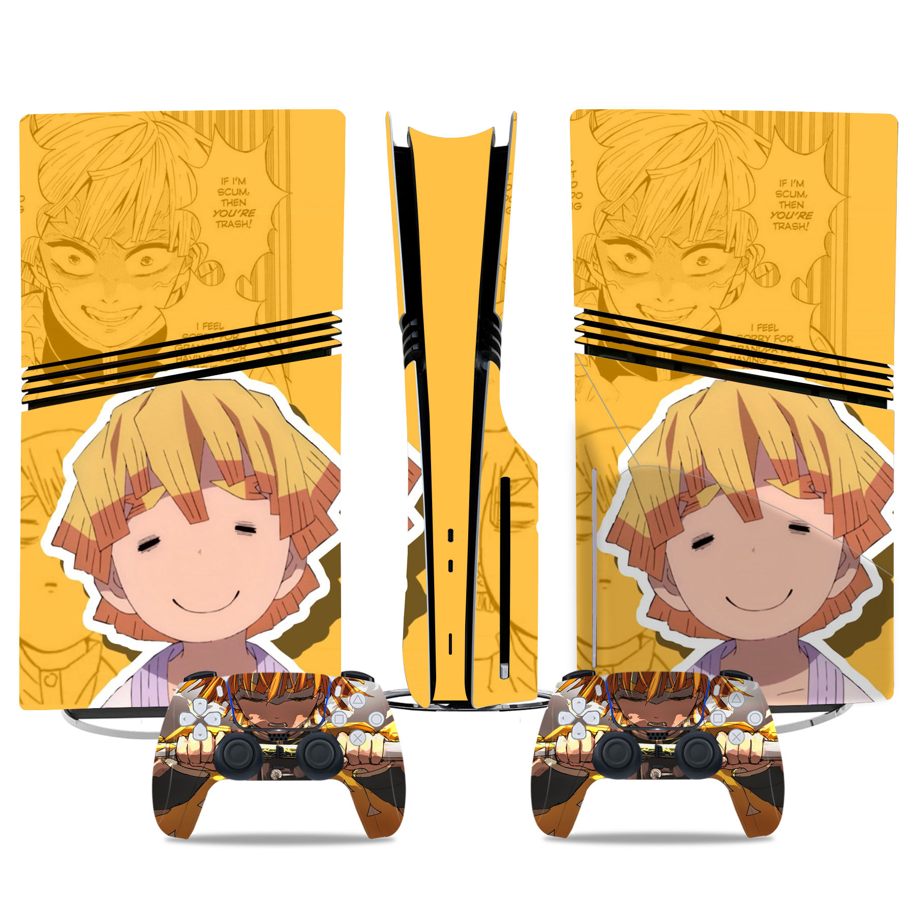 Exclusive Demon Slayer Zenitsu PS5 Pro Skin Sticker – Perfect Wrap For Console And Controllers