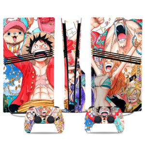 One Piece Crew PS5 Pro Skin Sticker - Vibrant Anime Console & Controller Wrap Design
