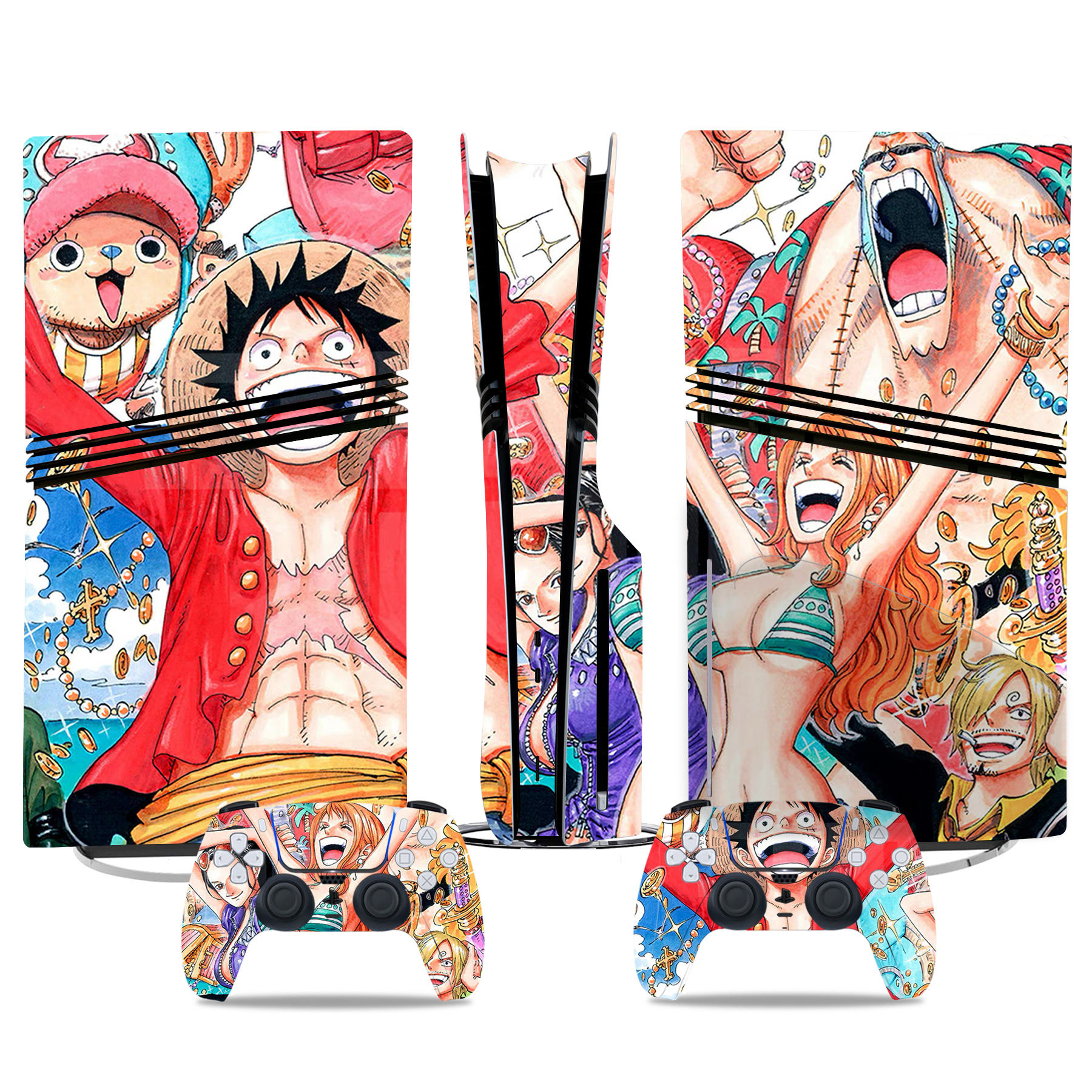 One Piece Crew PS5 Pro Skin Sticker - Vibrant Anime Console & Controller Wrap Design