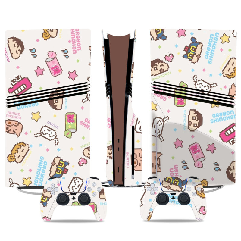 Crayon Shinchan PS5 Pro Skin Sticker – Cute Pixel Art Design For Console And Controller