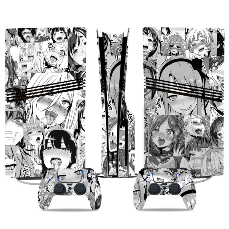 Ahegao PS5 Pro Skin Sticker - Anime-Inspired Console and Controller Protective Wrap