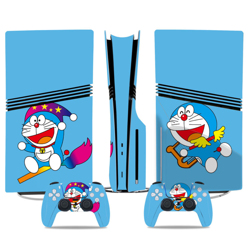 Doraemon-Themed Custom PS5 Pro Skin Sticker - Cute Anime Design Console & Controller Decals For Gamers