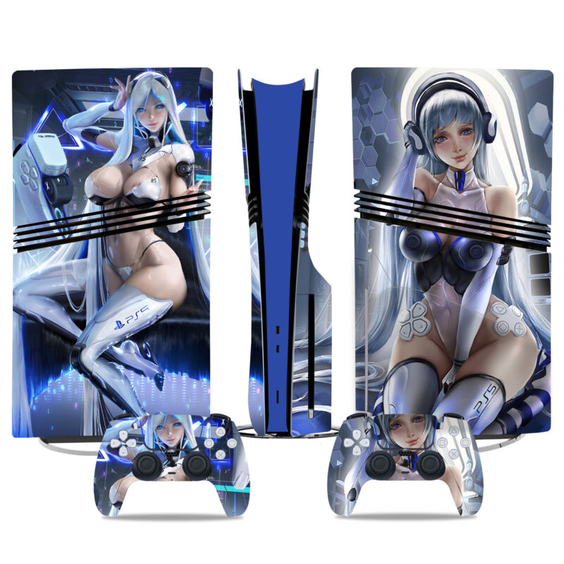 Futuristic Anime PS5 Pro Skin Sticker - Sci-Fi Console & Controller Decals For Custom Gaming