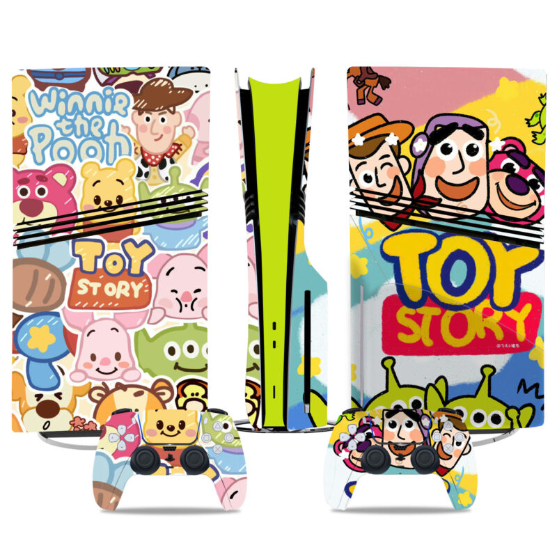 Toy Story & Winnie the Pooh PS5 Pro Skin Sticker – Vibrant Console & Controller Wrap