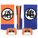 Dragon Ball Z Goku Symbol PS5 Pro Skin Sticker – Iconic Orange & Blue Console And Controller Wrap