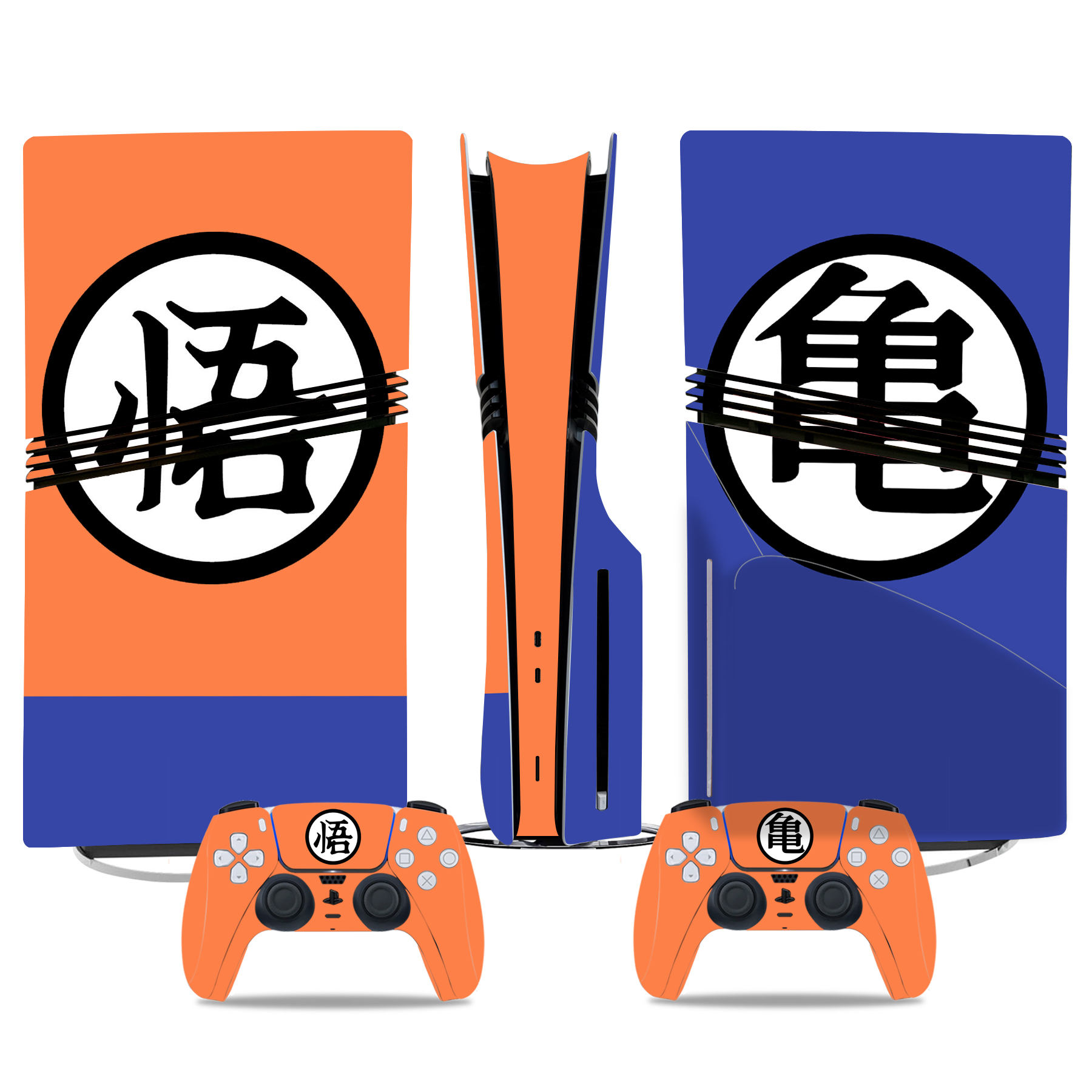 Dragon Ball Z Goku Symbol PS5 Pro Skin Sticker – Iconic Orange & Blue Console And Controller Wrap