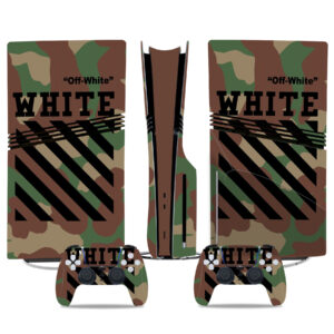 Off-White Camo PS5 Pro Skin Sticker Set – Sleek Console & Controller Protection In Military Style