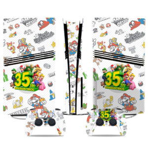 Super Mario Bros 35th Anniversary PS5 Pro Skin Sticker – Fun Vinyl Wrap For Console & Controller