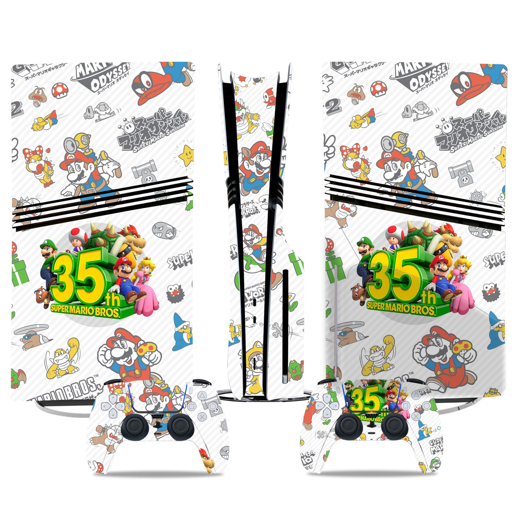 Super Mario Bros 35th Anniversary PS5 Pro Skin Sticker – Fun Vinyl Wrap For Console & Controller