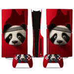 Adorable Panda Red PS5 Pro Skin Sticker – Stylish Console & Controller Wrap