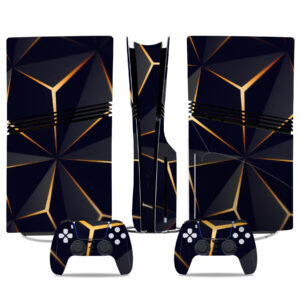 Elegant Black And Gold Geometric PS5 Pro Skin Sticker – Stylish Console And Controller Wrap