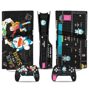 Custom Doraemon-Themed PS5 Pro Skin Sticker – Vibrant Design For Console And Controller