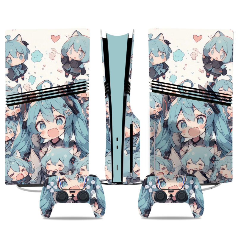 Hatsune Miku Anime PS5 Pro Skin Sticker – Cute Console And Controller Wrap For Gamers