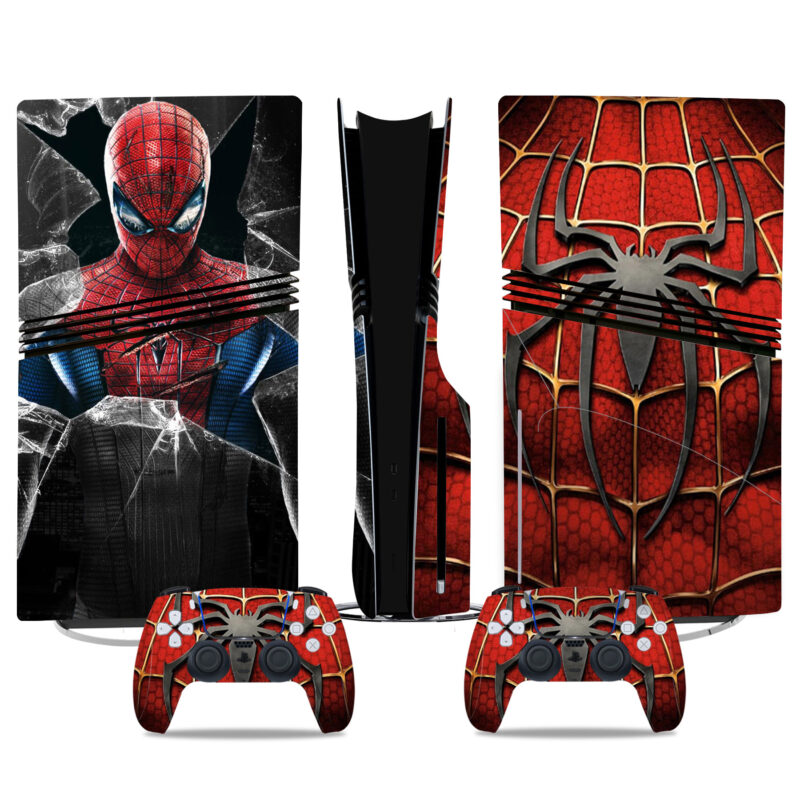 Spider-Man PS5 Pro Skin Sticker Set - Stunning Console & Controller Protective Wrap Design