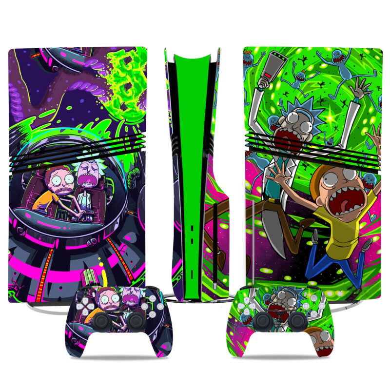 Rick And Morty PS5 Pro Skin Sticker Set - Vibrant Console & Controller Protective Wrap Design