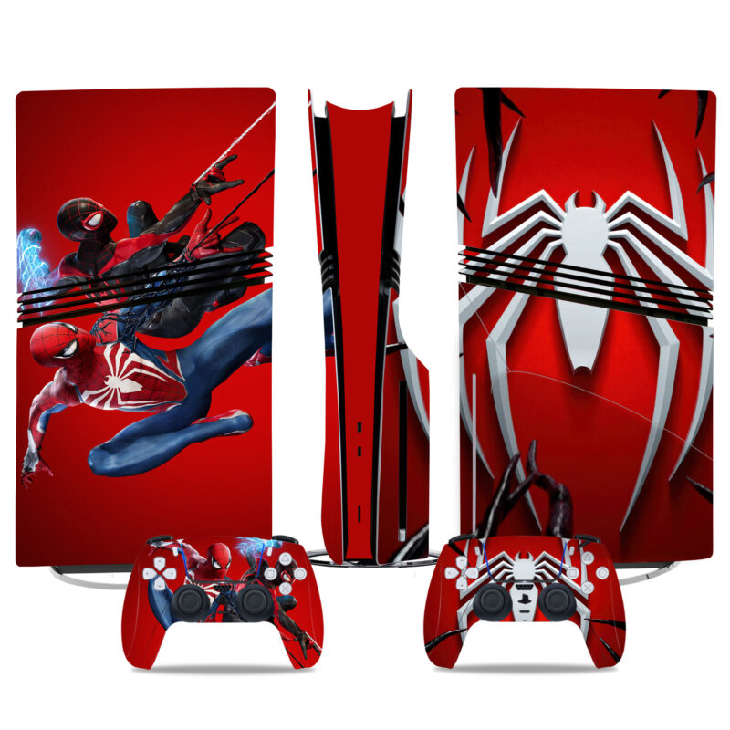 Spider-Man-Inspired PS5 Pro Skin Sticker With Matching Controller Decals For Ultimate Gaming Style