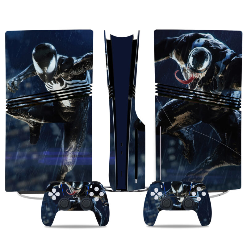 Venom And Spider-Man PS5 Pro Skin Sticker With Matching Controller Decals For Marvel Fans