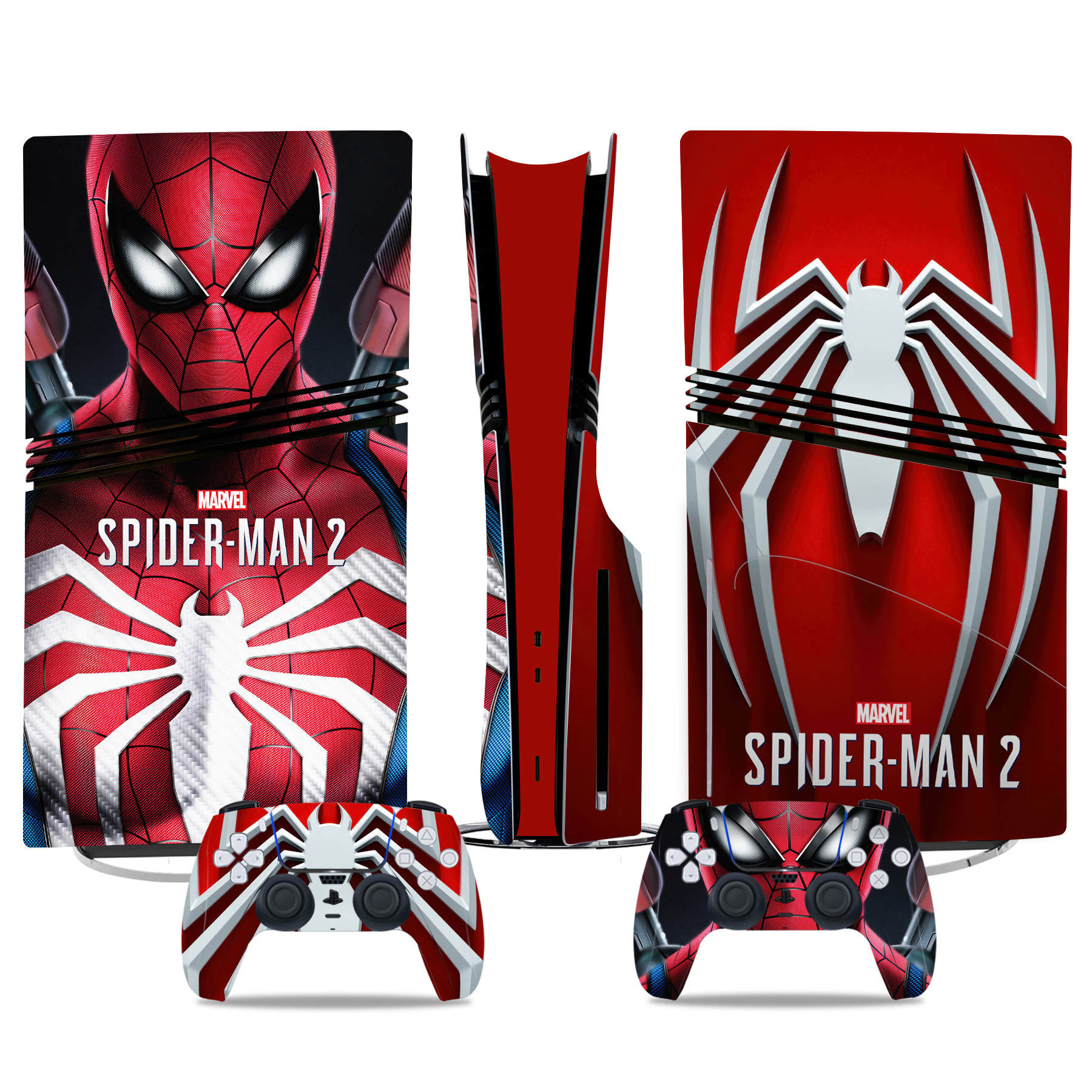 Marvel Spider-Man 2 PS5 Pro Skin Sticker - Vibrant Console And Controller Custom Wrap