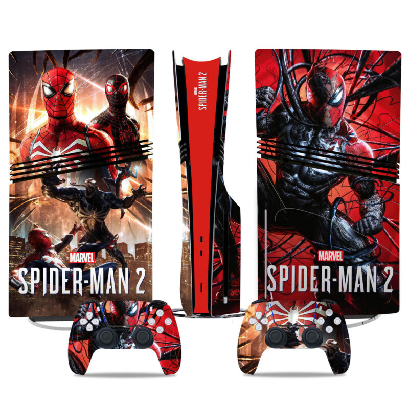 Spider-Man 2 PS5 Pro Skin Sticker - Venom And Spider-Man Console & Controller Decals