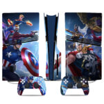 Marvel Avengers PS5 Pro Skin Sticker - Captain America, Thor, Groot, Star-Lord Console Decal Set