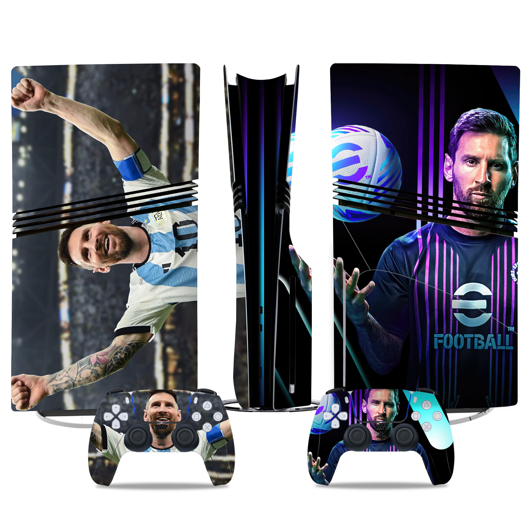 Custom PS5 Pro Skin Sticker - Football Star Design With Matching DualSense Controller Decals