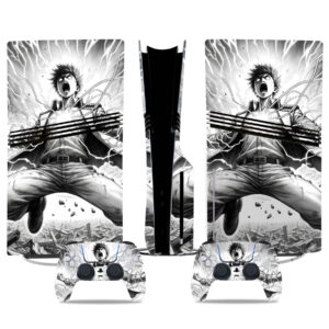Eren Yeager PS5 Pro Skin Sticker - Epic Attack On Titan Design With Controller Decals