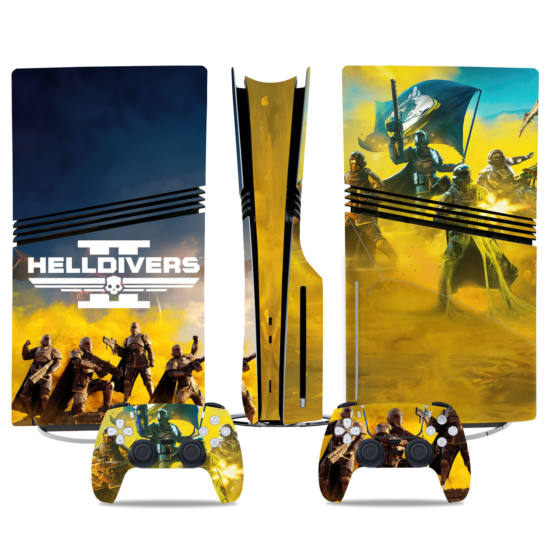 Helldivers 2 PS5 Pro Skin Sticker - Tactical Sci-Fi Design With Matching Controller Decals