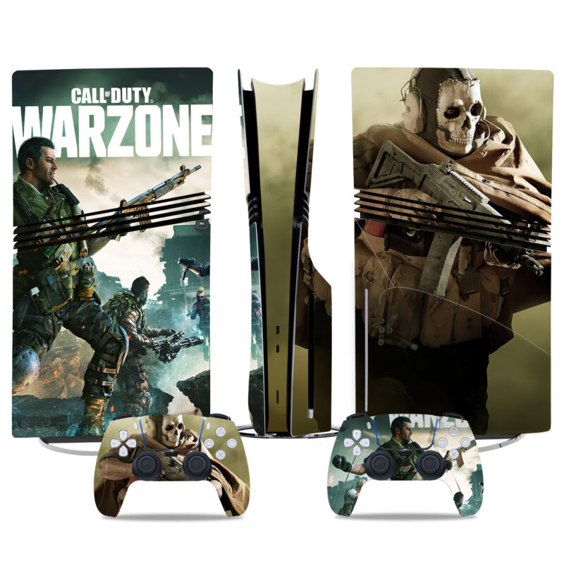 Custom PS5 Pro Skin Sticker - Call Of Duty Warzone Design With Matching Controller Wraps