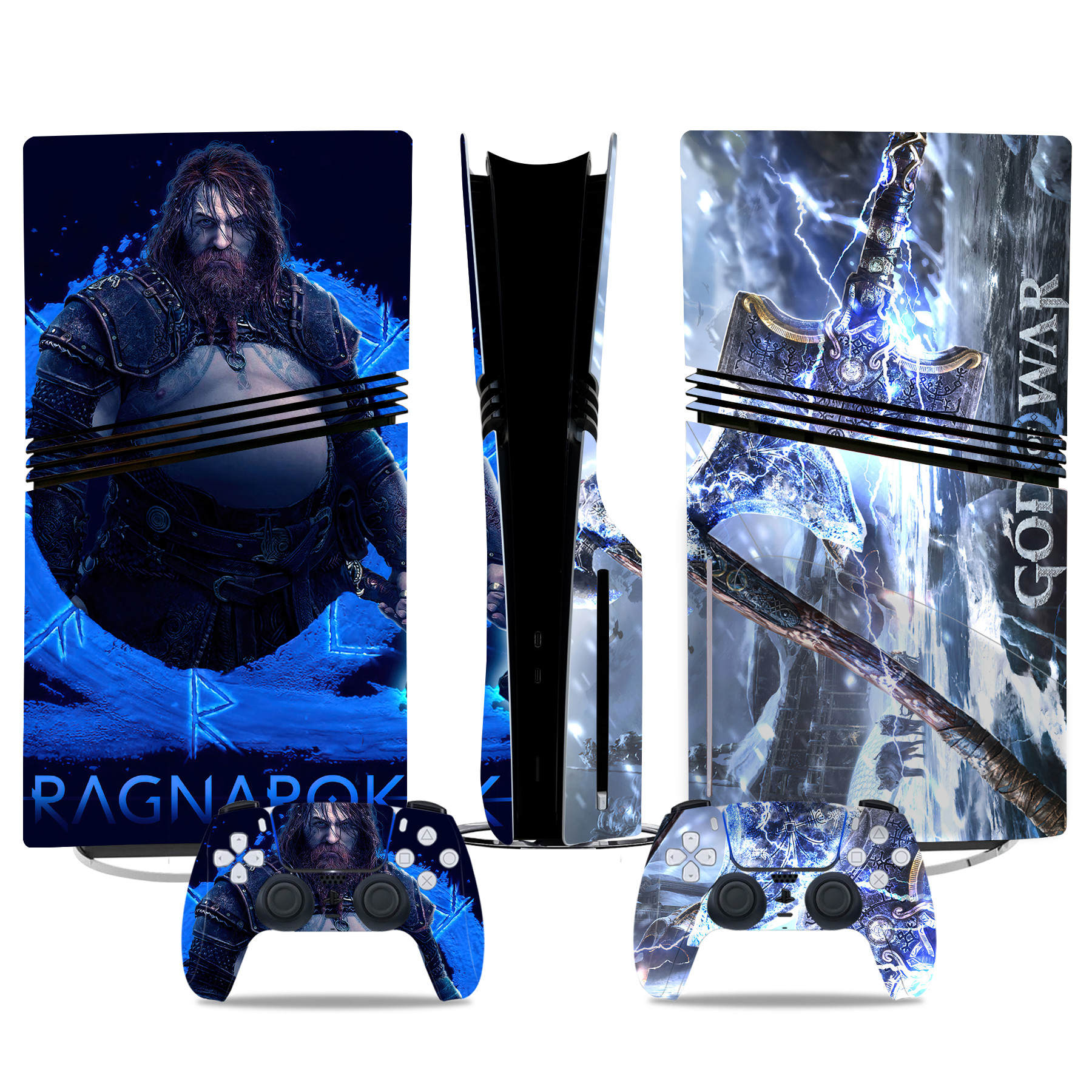 God Of War Ragnarök PS5 Pro Skin Sticker – Vibrant Console And Controller Custom Wrap