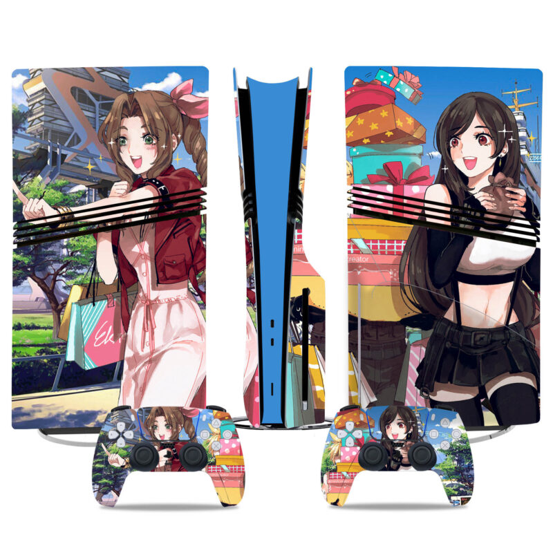 Final Fantasy VII Aerith And Tifa PS5 Pro Skin Sticker – Iconic Design For Console And Controller