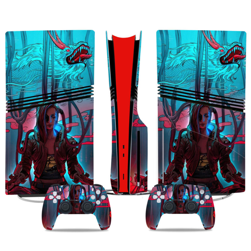 Cyberpunk 2077 PS5 Pro Skin Sticker – Futuristic Design For Console And Controller