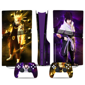 Naruto & Sasuke PS5 Pro Skin Sticker – Ultimate Anime Gaming Console And Controller Wrap